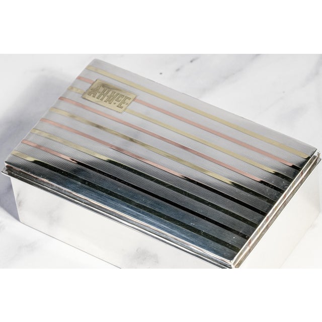 Art Deco Stunning High Quality Antique Art Deco Gold and Sterling Silver Trinket Jewelry Cigarette Box Home Decor For Sale - Image 3 of 14