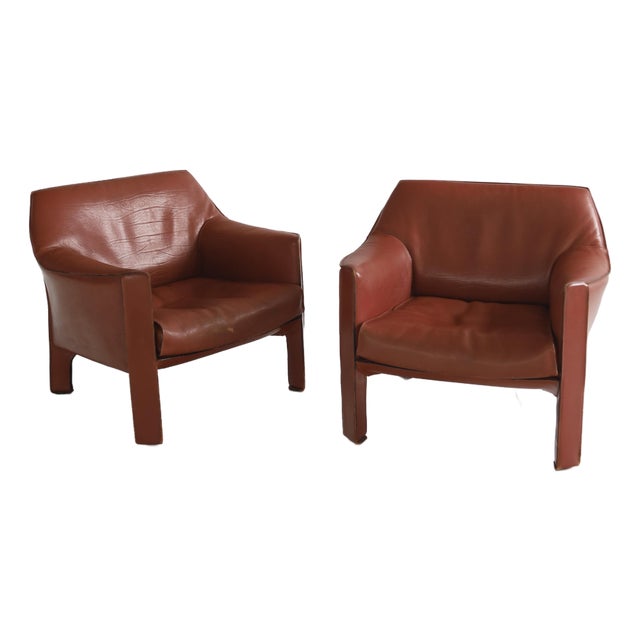 Mario Bellini 415 Cab Lounge Chairs, a Pair For Sale