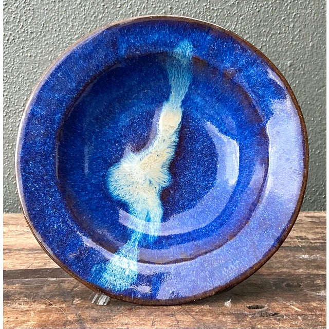 Vintage Original Studio Pottery Blue Bowl For Sale - Image 11 of 12