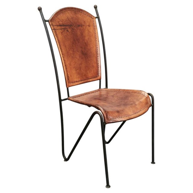European Brutalist Wrought Iron and Cognac Leather Dining Chair, 1990s For Sale - Image 14 of 14