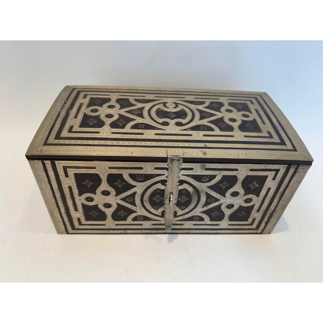 Vintage African Tuareg Silver Outer Layer on Ebony Wood Jewelry Box. Rectangular form Islamic Tuareg Jewelry Box. Gorgeous...