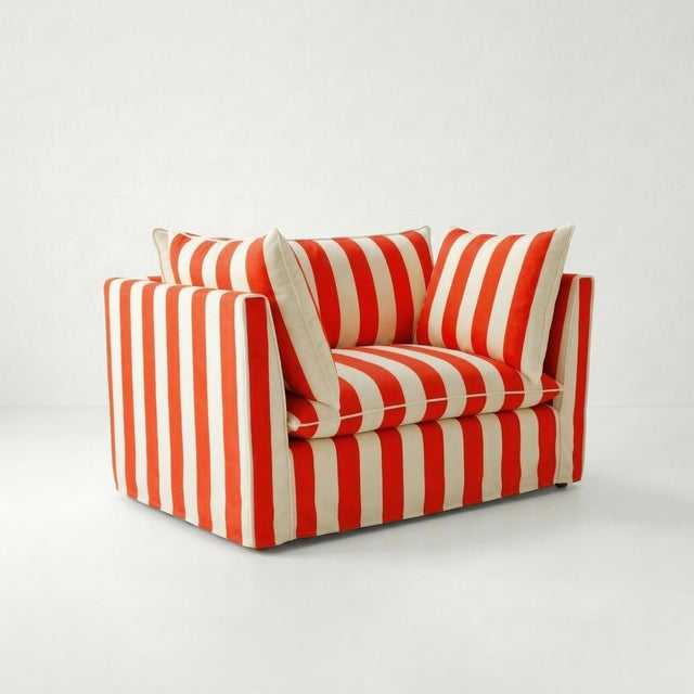 A joyous beautiful loveseat made by hand in the USA using natural materials with a large dollop of comfort. 'Tradition...