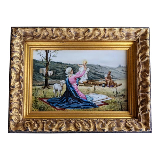 Antique Signed Václav Eduard Haspekl Oil Painting on Porcelain For Sale