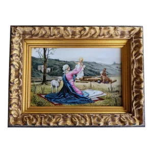 Antique Signed Václav Eduard Haspekl Oil Painting on Porcelain