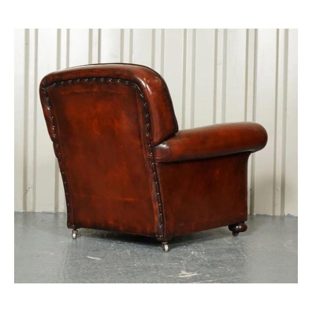 Victorian Maroon Dyed Leather Armchairs and Sofa, Set of 3 For Sale - Image 11 of 13