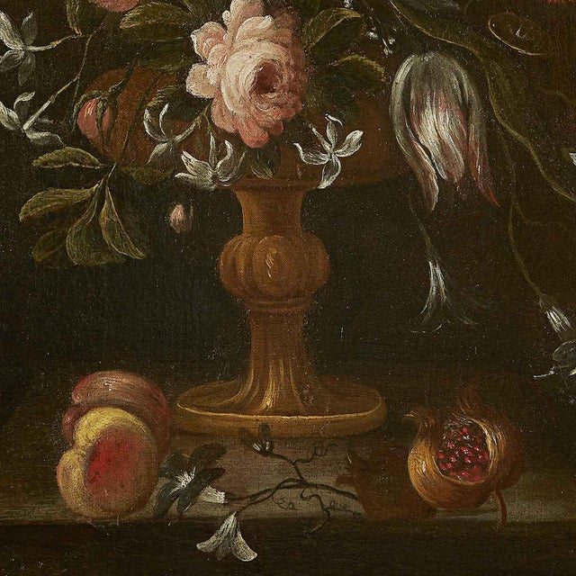 Still Lifes of Flowers, 1800s, Oil Painting on Canvas, Set of 2 For Sale - Image 7 of 11