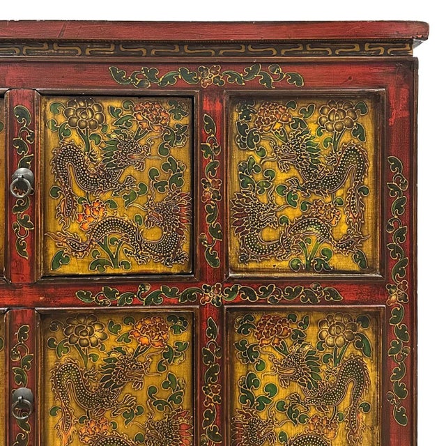 Antique Tibetan Hand-Painted Cabinet For Sale In Los Angeles - Image 6 of 13