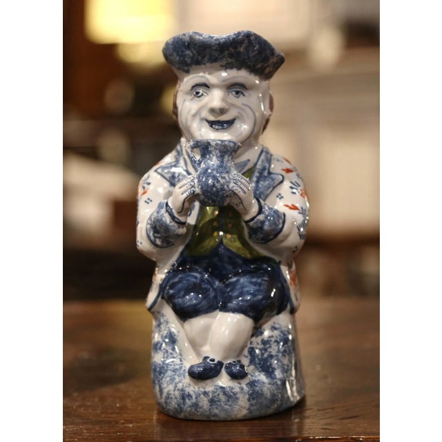 Ceramic 19th Century French Normand Painted Barbotine Ceramic Pitchers - Set of Three For Sale - Image 7 of 11