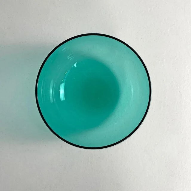 1990s Italian Postmodern Teal Murano Glass Bowl attributed to Venini, 1990s For Sale - Image 5 of 10