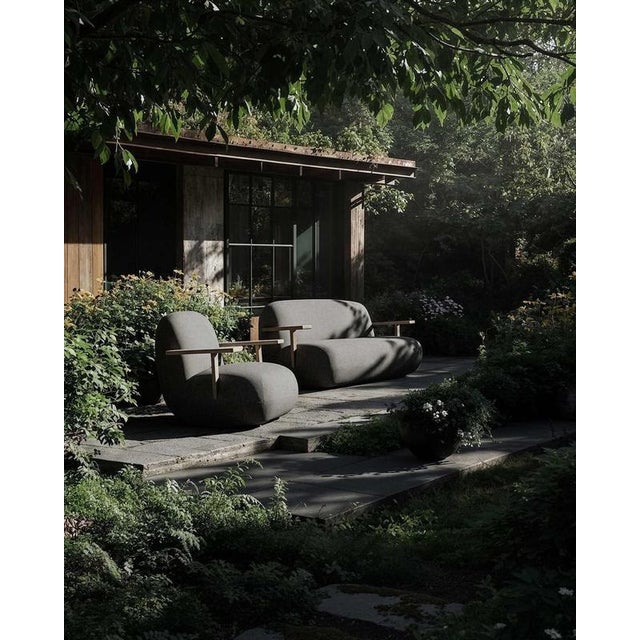 Toe Sofa in Stone Gray Teak and Outdoor Fabric by Tommy Hyldahl For Sale - Image 6 of 8