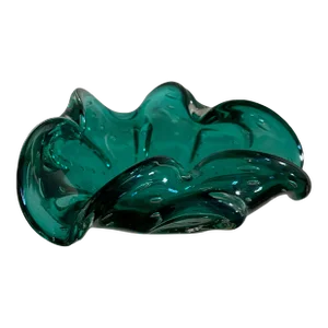 Large 1950s Green Murano "Attributed" Controlled Bubble Mid-Century Ashtray