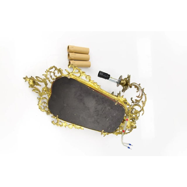Brass and Bronze 3-Arm Mirrored Girandole Sconce, 1920s For Sale - Image 13 of 16