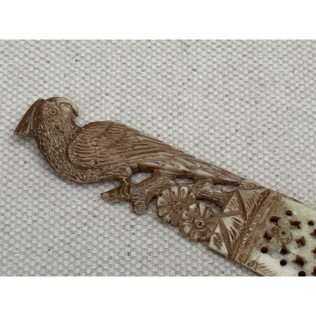 Bone Elegant Early 1900s Chinese Hand-Carved Art Deco Bone Letter Opener For Sale - Image 7 of 10