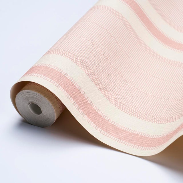 Schumacher SAMPLE - Schumacher X A Rum Fellow Ipala Stripe Wallpaper In Blush For Sale - Image 4 of 4