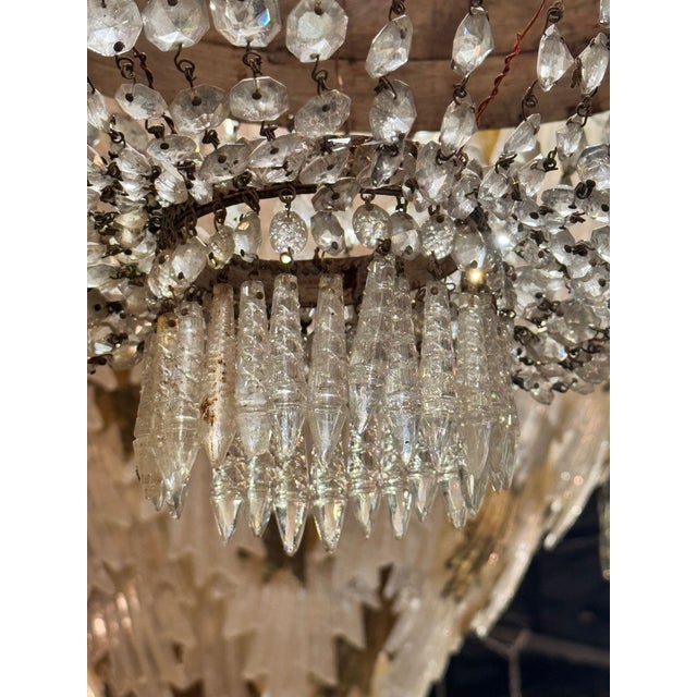Metal Early 19th Century French Empire Basket Chandelier With Greek Key Motif For Sale - Image 7 of 9