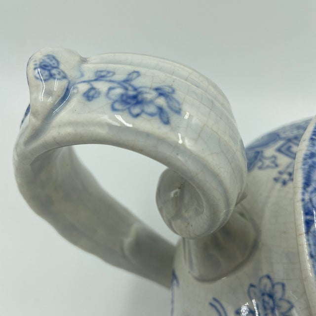 Early 19th Century English Blue & White Transferware Teapot, Staffordshire c.1820 For Sale - Image 11 of 12