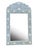 Wood Blue-Gray Floral Bone Inlay Mirror With Scalloped Arch – Indian Handcrafted Wall Mirror For Sale - Image 7 of 8