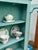 1990s French Provincial Mid-Century Distressed Green Cabinet, With 2 Shelves For Sale - Image 5 of 12