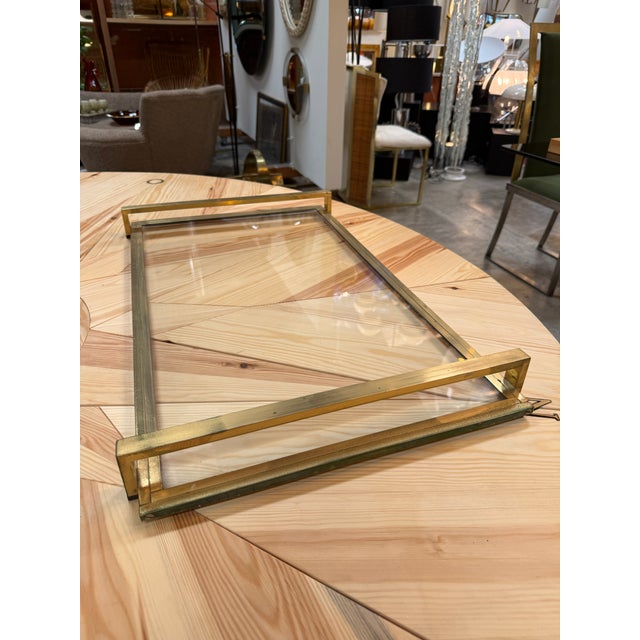 Mid-Century Modern Brass and Glass Serving Tray For Sale - Image 4 of 6