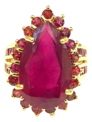 Bochic "Orient" Natural Multi Ruby Vintgae Cocktail Ring Set In 18K Gold &Silver