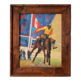 Vintage Rodeo Oil Painting For Sale