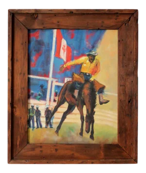 Vintage Rodeo Oil Painting