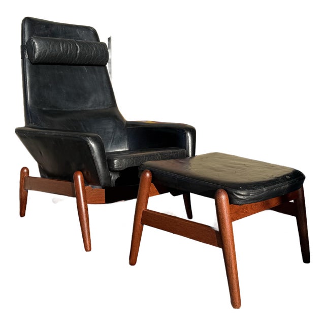 Epic Danish Madsen and Schubell Lounge and Ottoman For Sale
