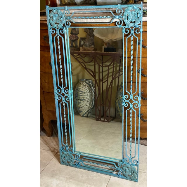 Antique Wrought Iron Gate Mirror – Repurposed Architectural Salvage For Sale - Image 11 of 15