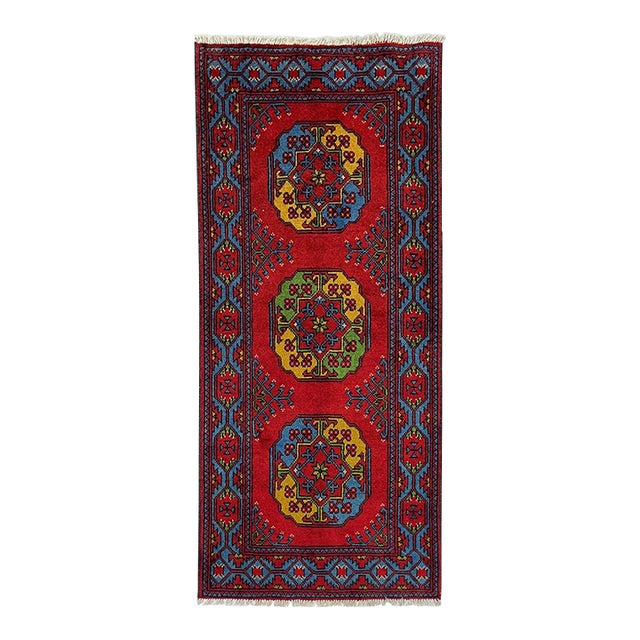 Red Filpa Elephant Foot Tribal Oriental Runner Rug, 2'9" X 6'6" For Sale