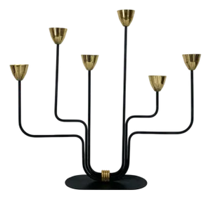 Large Scandinavian Brass and Metal Candleholder by Gunnar Ander for Ystad Metall, Sweden, 1950s