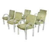 Set of 6 Charles Hollis Jones Lucite Waterfall Dining Chairs, Signed 1974 For Sale