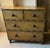 Antique 19th century Regency carved and paint decorated faux bamboo chest of drawers, England circa 1830. Wonderful ochre...