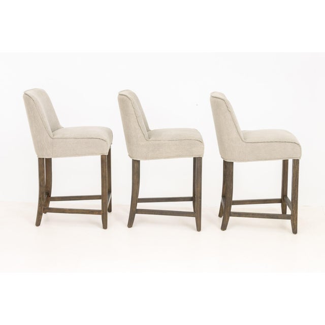 Modern Four Hands "Aria" Upholstered Bar Stools, 3 For Sale - Image 3 of 9