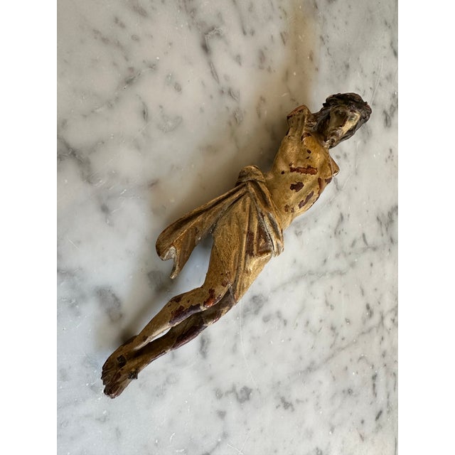 17th Century Alpine Wooden Christ Torso with Polychrome Traces For Sale - Image 12 of 15