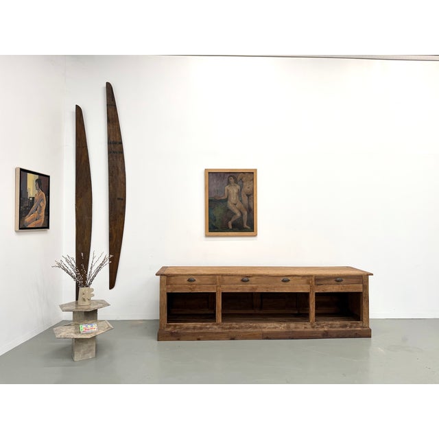 Large Vintage Pine Trade Counter, 1920 For Sale - Image 6 of 18