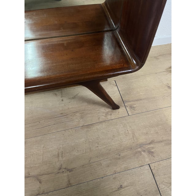 Brown Wooden Console Mirror and Glass Shelf by Paolo Buffa, 1950s For Sale - Image 8 of 9
