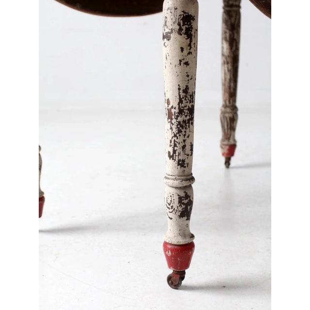 Wood Antique Painted Drop Leaf Table For Sale - Image 7 of 12