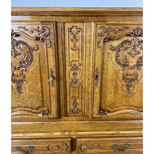 Vintage French Louis XVI Style Oak Carved Sideboard For Sale - Image 4 of 13