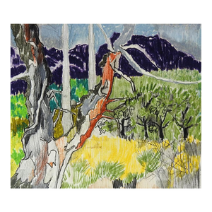 1985 Modernist Landscape Mixed Media Painting