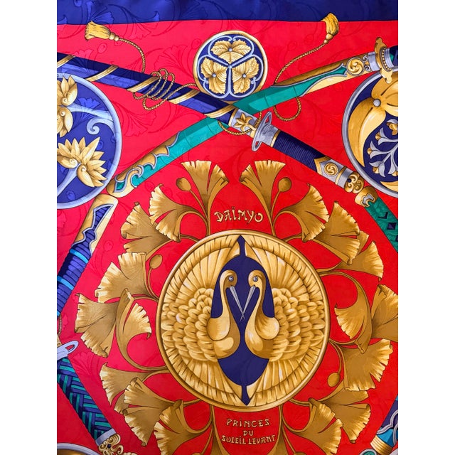 Hermès Hermès Daïmyo Silk Scarf 1998 Designed by Françoise Faconnet For Sale - Image 4 of 12