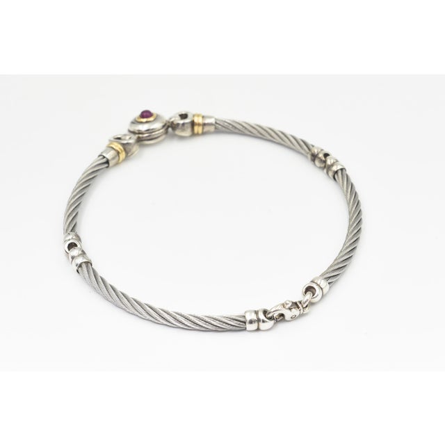 Late 20th Century Italian Yurman Style Sterling Silver Cable Collar Necklace For Sale - Image 4 of 12