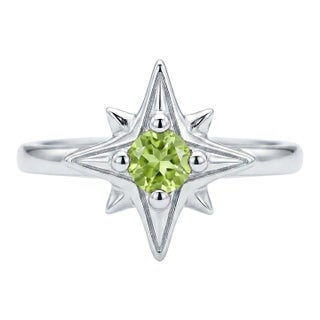 Peridot Compass Design Ring, North Star Celestial Ring Us 7 For Sale