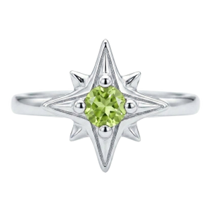 Peridot Compass Design Ring, North Star Celestial Ring Us 7