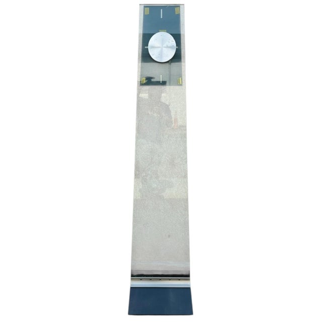 Vintage Post-Modern Plate Glass Grandfathers Floor Clock Attributed to Pace MCM For Sale - Image 11 of 13