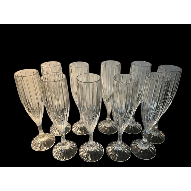 Mikasa 1990s French Mikasa Crystal Champagne Flutes - Set of 10 For Sale - Image 4 of 6