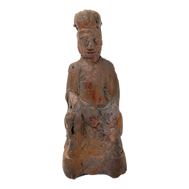 19th Century Chinese Carved Wooden Ancestor Figure For Sale