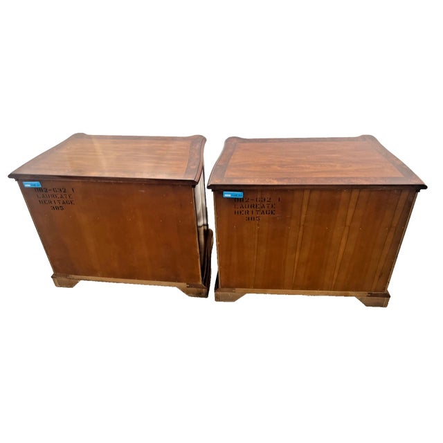 1980s Drexel Heritage Laureate Nightstands End Tables Double Door Cabinet, Drawer Pair For Sale In Palm Springs - Image 6 of 13