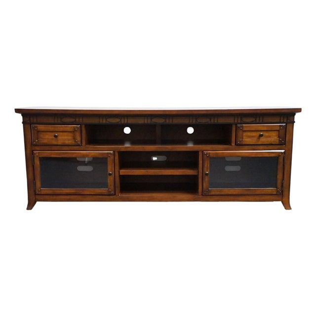 Legends Furniture Sierra Collection Cherry Southwestern Rustic Americana Style 76" Media Console Za-S1476 For Sale