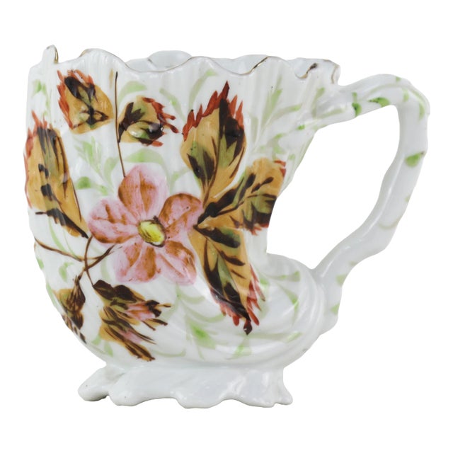 Vintage Floral Porcelain Shaving Mug With Hand-Painted Flowers – Antique Bathroom Décor For Sale
