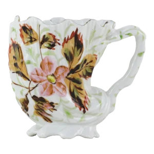 Vintage Floral Porcelain Shaving Mug With Hand-Painted Flowers – Antique Bathroom Décor